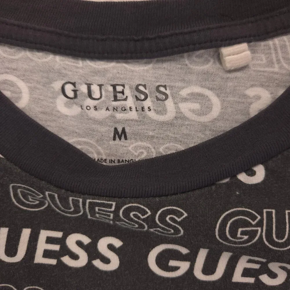 Guess Casual Graphic Short Sleeve Crew Neck T Shirt Mens Size Medium M Black - Picture 3 of 9
